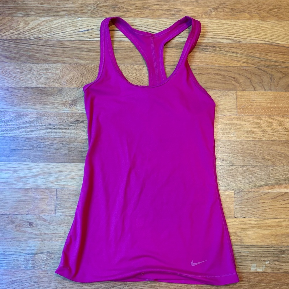Nike Women's Fuchsia Fitted Stretch Racerback Tank Top